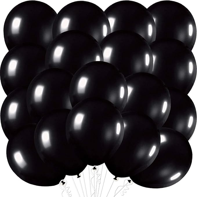 Black Latex Balloons Kit for Birthday Party - Pack of 30, 12 Inch | Black Metallic Balloons for Graduation Party Decorations | Shiny Black Balloons for Wedding Decorations, Bridal and Baby Sh